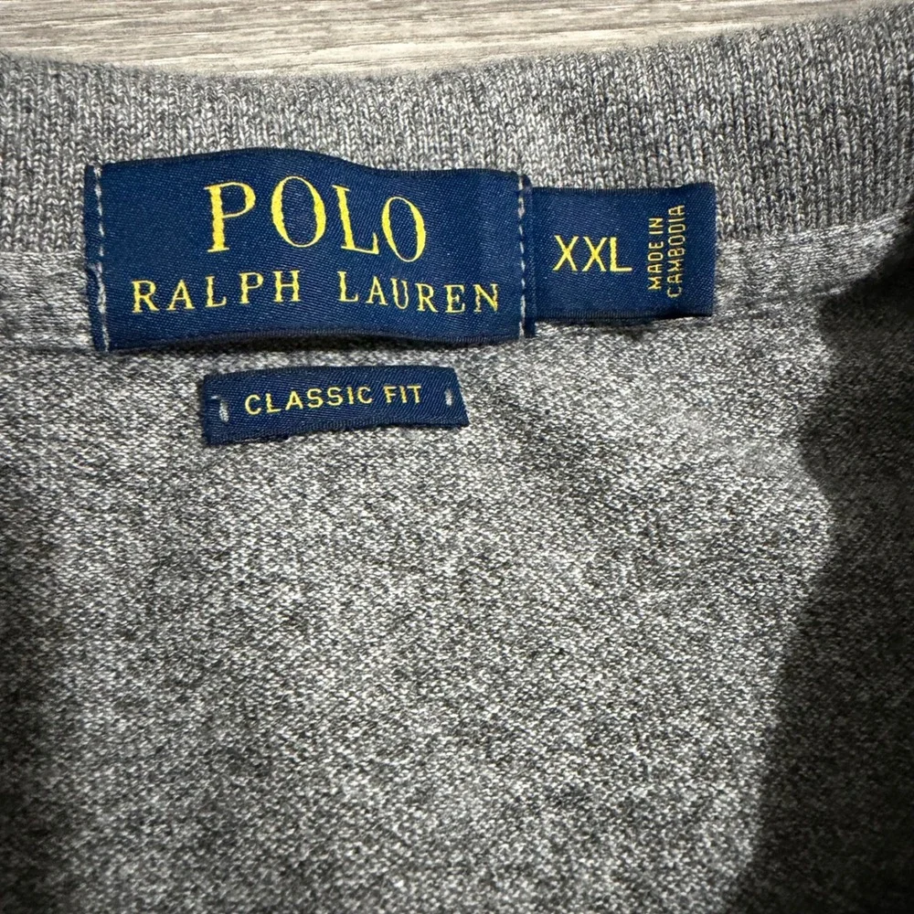Polo‎ Ralph Lauren Mens XXL Classic Fit Heather Grey Short Sleeve Polo Shirt